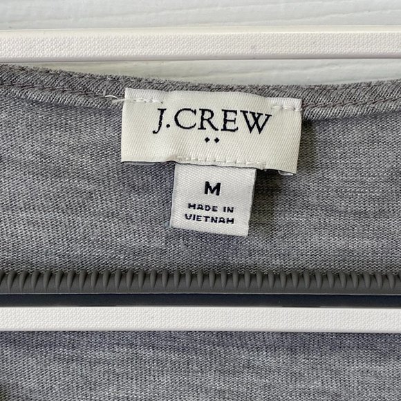 J. Crew Women's V neck Tank Top Gray Knit, Black and White Polka Dot Trim Size M - Picture 6 of 6